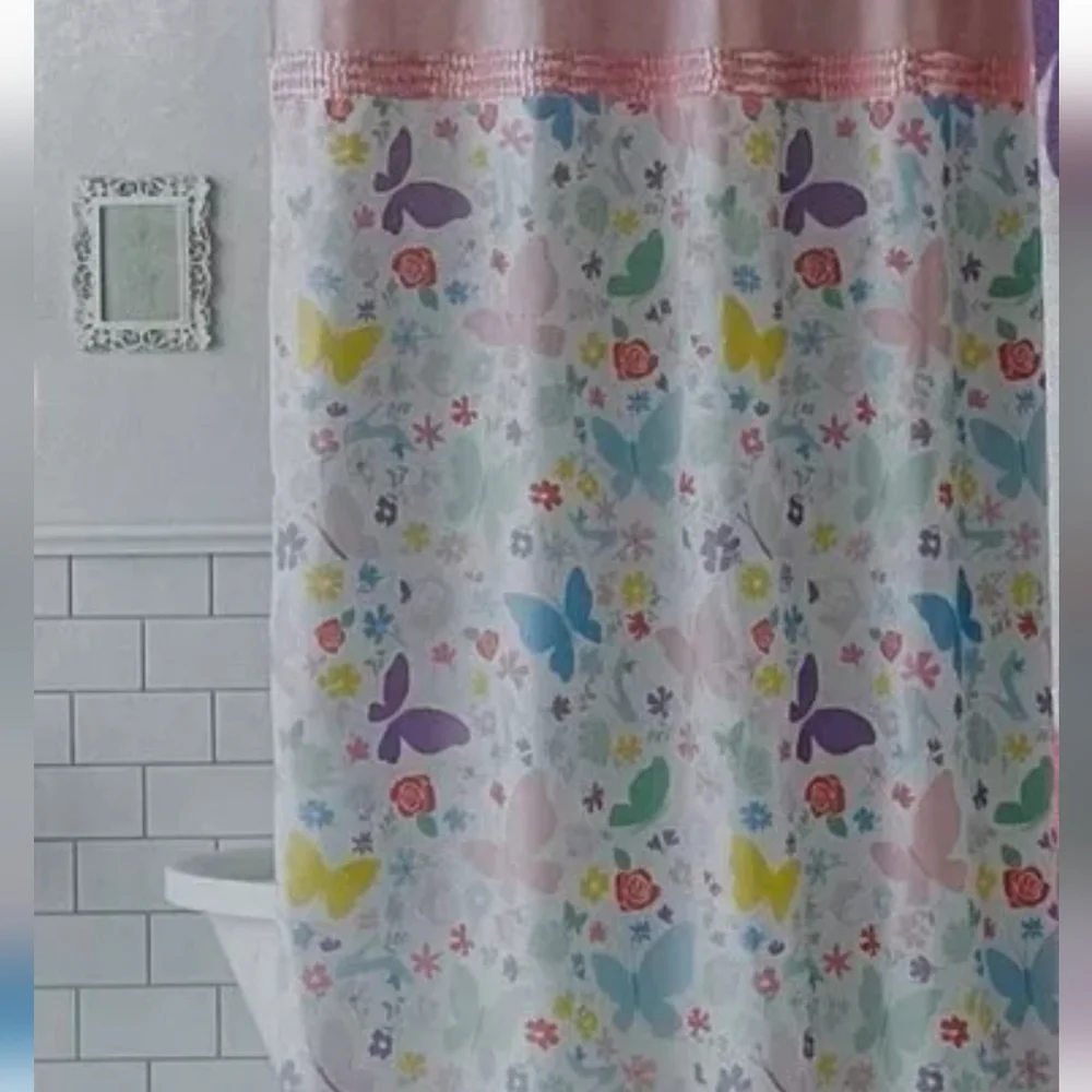 Disney Princess Shower Curtain with Pink and Multicolor Design